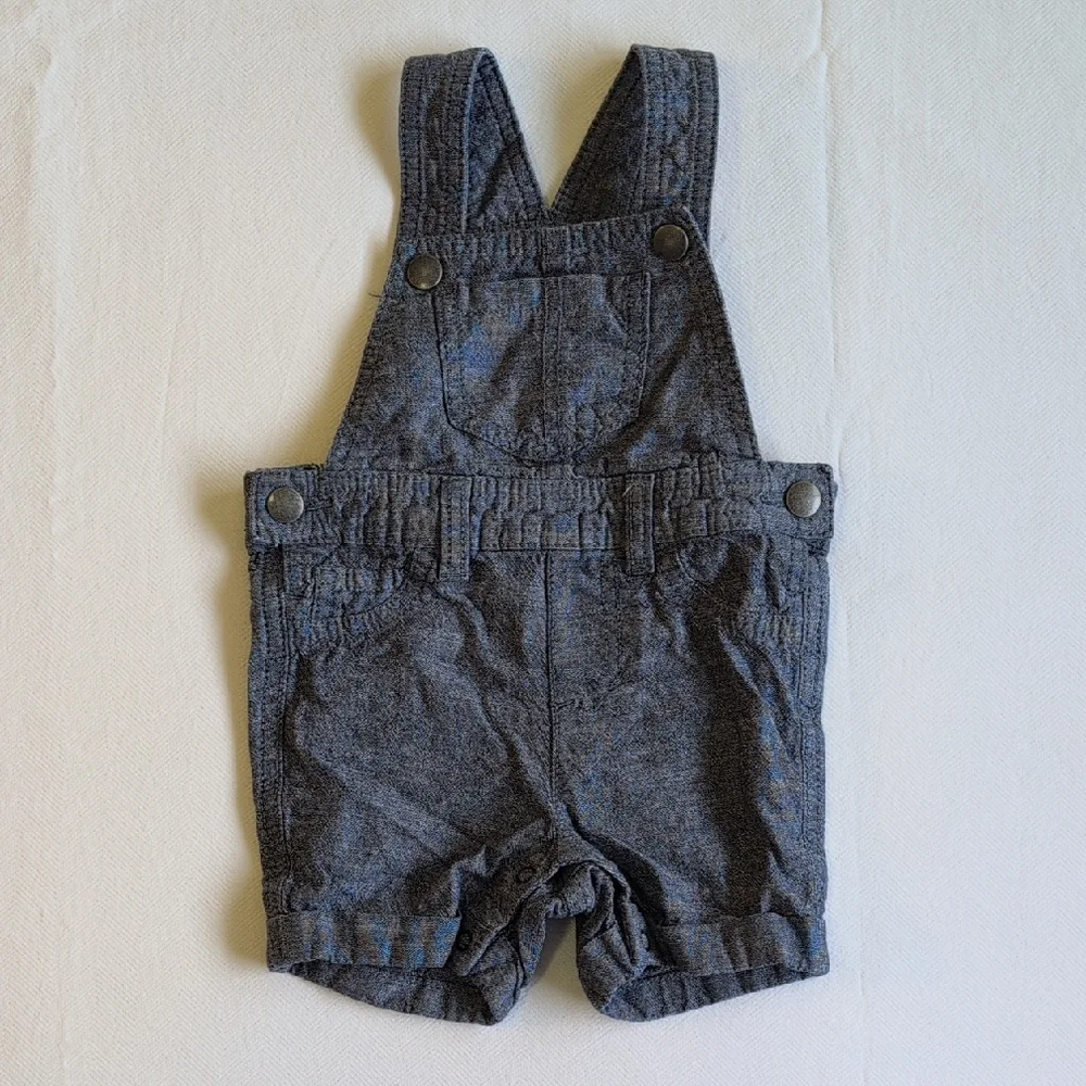 joe fresh chambray style denim overalls shorts cotton unisex 6-12 months baby - Picture 1 of 7